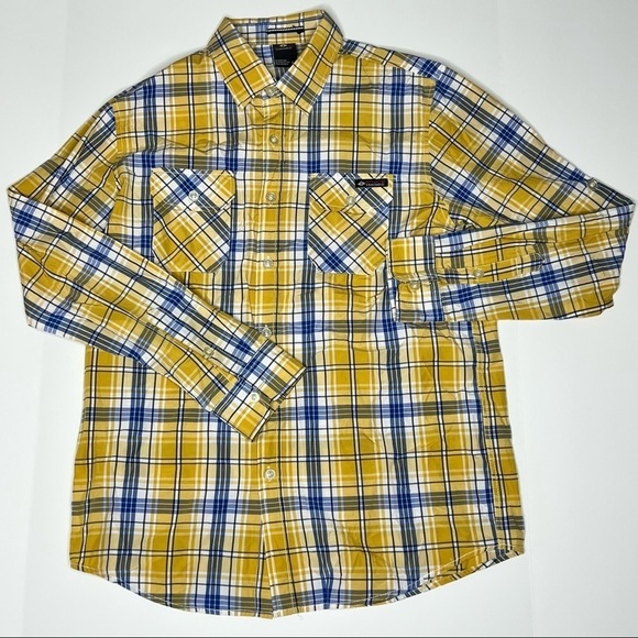 Enyce Other - Enyce Mens Button Down Yellow Plaid Shirt size L